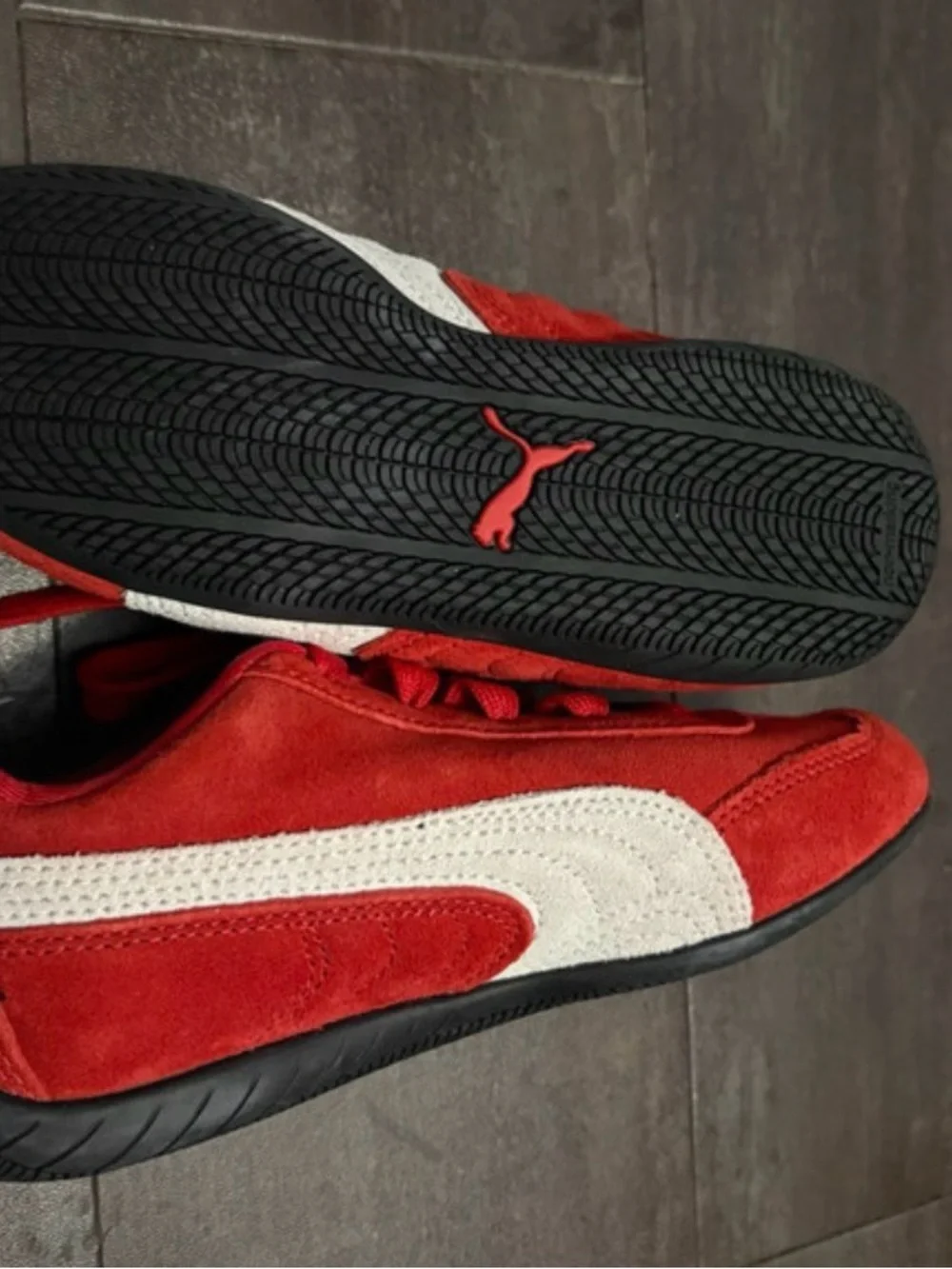 Kid Size 1C PUMA Speedcat OG Athletic Shoe -Red / White.